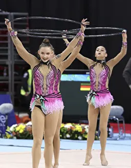 Sofia, Bulgaria - 7 May, 2017: Team Germany performs during Rhythmic Gymnastics World Cup Sofia 2017