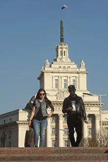 Sofia, Bulgaria, June 4th 2019 Bulgarian People in front of the former Communist Party Building