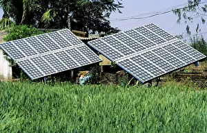 Solar Energy Cell in Wheat Field