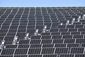 Solar farm panels and infrastructure at Lower Wonga in the South Burnett district of Queensland