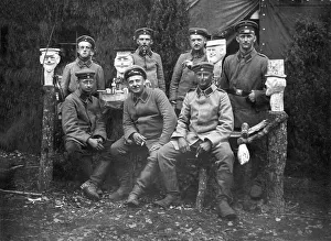 Soldiers with carved wooden heads