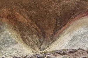 Solfatara field with hot pools and boiling mud at Seltun