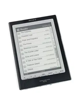 Sony Reader with a list of books on its display