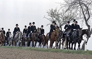 Sorbian Easter riders ride their horses on Easter Sunday in Wittichenau