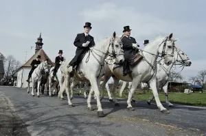 Sorbian Easter riders ride their horses on Easter Sunday in Wittichenau