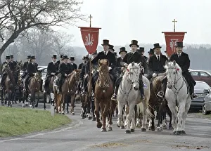 Sorbian Easter riders ride their horses on Easter Sunday in Wittichenau