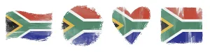 South Africa Flag Set Brush Stroke Shapes on White
