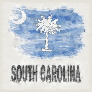 South Carolina National Colors with Country Name Background