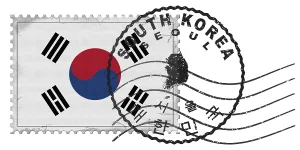 South Korea Seoul Stamp with National Flag and Postmark