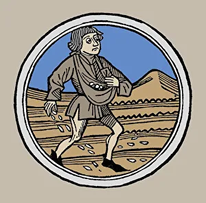 Sowing the seed, Woodcut, Augsburg