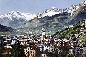 Spa town of Meran, Merano with mountain panorama