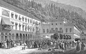 The spa town of Wildbad with the bathhouse and the spa hotel