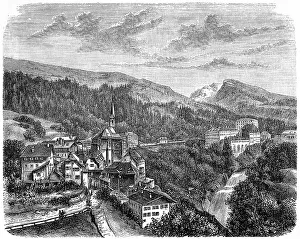 Spa and winter sports resort Bad Gastein in alpine mountain scenery