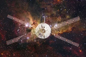 Spacecraft launch into space. Cosmos art