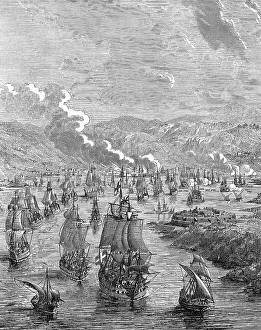 The Spanish fleet at Cagliari, Sardinia
