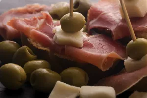 Spanish food tapas. Cooking, chopped