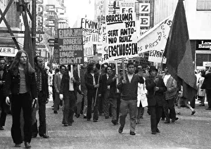Spanish guest workers and German students demonstrated for victims of Franco dictatorship in Dortmund city centre on 25