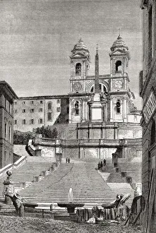 The Spanish Steps, Trinita dei Monti church at the top