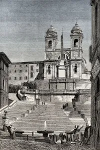 The Spanish Steps, Trinita dei Monti church at the top