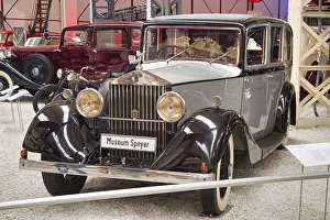 SPEYER, GERMANY - OCTOBER 2022: silver grey gray ROLLS ROYCE 20 25 1929 retro car in the Technikmuseum Speyer
