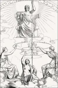 The spindle of Ananke, the beginning of the cosmos