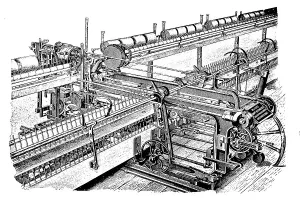 Spinning mill, weaving mill, coating yarn Selfaktor von Th