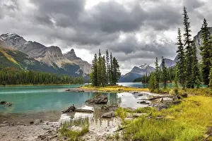 Spirit Island, shores of Maligne Lake