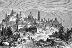 Spoleto in Umbria, Italy, in 1880