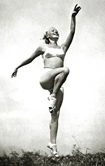 Sport, woman doing gymnastics in a bikini
