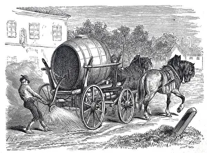 Spray cart, water transport, horse and cart
