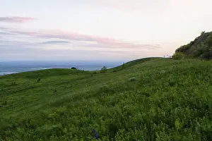 Spring landscape with Russian Caucasus green mountains