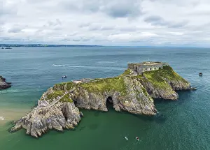 St. Catherines Island and fort from a drone
