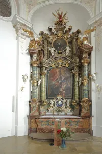 St Francis altar by master builder Johann Georg fisherman and painting by Christoph Thomas Scheffler