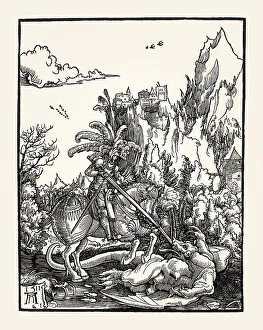 St. George slays the dragon, by Albrecht Altdorfer