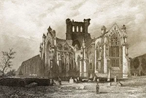 St Mary's Abbey, Melrose, ein teilweise ruiniertes Kloster des Zisterzienserordens in Melrose