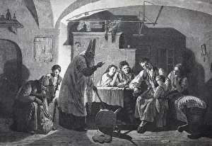 St. Nicholas visits the family and asks the child if he is well and he can give him nuts