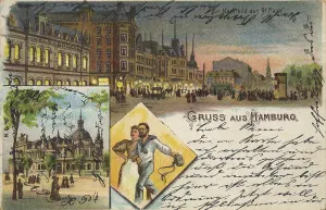St. Pauli, Hamburg, Germany, postcard with text