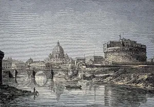St Peter's Basilica and the Castel Sant'Angelo or Mausoleum of Hadrian
