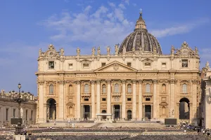 St Peter's Square with St Peter's Basilica at dusk
