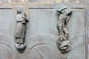 St Quirinus Minster, details on the archers portal on the south side - Neuss