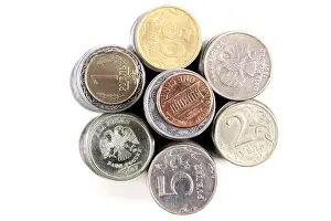 Stack of coins isolated on a white background