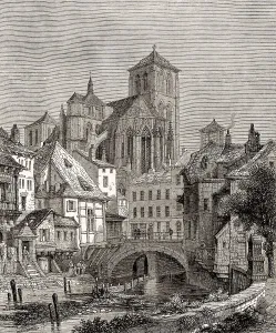 Stadtbild von Huy, einer Gemeinde in Belgien