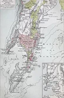 Stadtplan, city map from the year 1892: Bombay