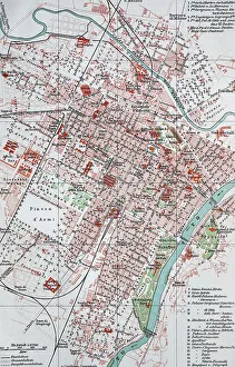 Stadtplan, city map from the year 1892: Turin