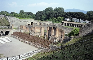 Stage of the amphitheatre in the archaeological site of Roman Pompeii, Italy 1999