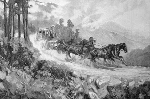 Stagecoach in California, America