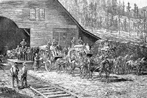 Stagecoach at the Reno post office in 1880