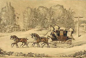 The stagecoach in a snowstorm, 1850