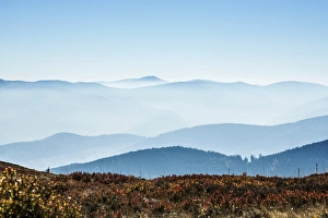 Category Mountain Landscapes Prints: Staggered mountain ranges in the haze
