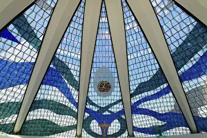 Stained glass ceiling, Roman Cathedral of Brasilia or Metropolitan Cathedral of Our Lady of Aparecida